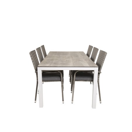 Llama Dining Table 205*100 - White Alu / Grey HPL, Anna Chair - Grey_6