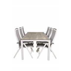 Llama Dining Table 205*100 - White Alu / Grey HPL, Albany 5:pos Chair - White/Grey_6