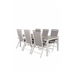 Llama Dining Table 205*100 - White Alu / Grey HPL, Albany 5:pos Chair - White/Grey_6