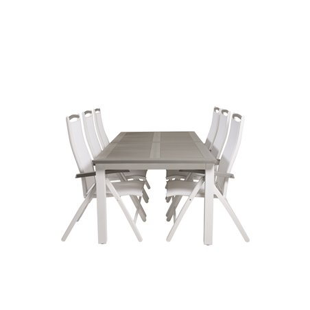 Albany Table - 224/324 - White/GreyAlbany 5:pos Stol - Vit Aluminium/vit textilene/aintwood_6