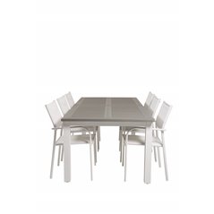 Albany Table - 224/324 - White/GreySantorini Arm Chair (Stackable) - White Alu / White Textilene_6