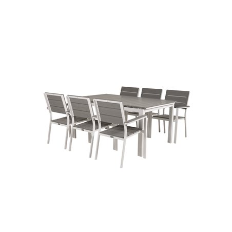 Nivå Tabell 160/240 - Vit / Grålevels stol (stapelbar) - vit Aluminium / grå aintwood_6
