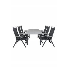 Albany Table - 152/210 - Black/Grey+Albany 5:pos Chair - Black/Black_6