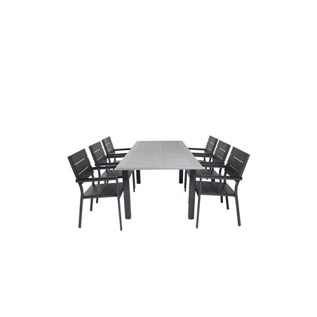 Albany Bord - 152/210 - Sort / Grå + Levels Chair (stabelbar) - Sort Alu / Sort Aintwood_6