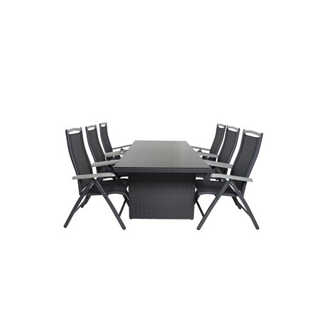 Padova Table 200*100 - Black/Glass, Albany 5:pos Chair - Black/Black_6