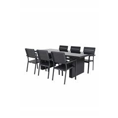 Padova Bord 200 * 100 - Sort / Glas, Levels Chair (stabelbar) - Sort Alu / Sort Aintwood_6