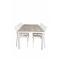 Llama Dining Table 205*100 - White Alu / Harmaa HPL SanTorini Arm Chair (Valkoinen alu/valkoinen tekstiili)