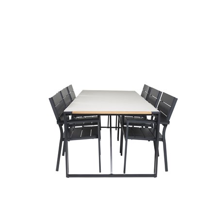 Texas Dining Table 200*100 - Black Alu / Teak / Grey Spray kivi, Tasotuoli