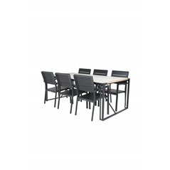 Texas Dining Table 200*100 - Black Alu / Teak / Grey Spray kivi, Tasotuoli