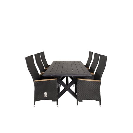 Rives Dining Table 200*100cm - Black Acacia, Padova Chair (Recliner) - Black/Teak_6