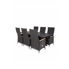 Rives Dining Table 200*100cm - Black Acacia, Padova Chair (Recliner) - Black/Teak_6