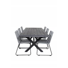 Rives Ruokapöytä 200*100cm - Black Acacia, Lindos Chair - Black/Grey_6