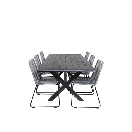 Rives Dining Table 200*100cm - Black Acacia, Lindos Chair - Black/Grey_6