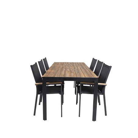 Bois Dining table 205*90cm - Black Legs / Acacia , Texas Chair - Black/Teak_6