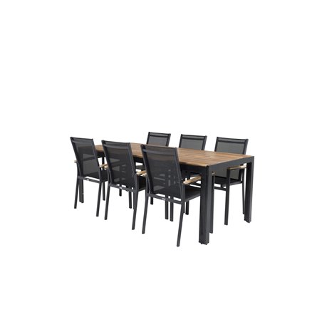 Bois Dining Table 205*90cm - Black Legs / Acacia, Texas Chair - Black/Teak_6