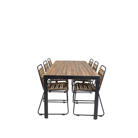 Bois Dining table 205*90cm - Black Legs / Acacia , Bois Dining Chair - Black Alu / Acacia_6