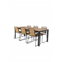 Bois Dining table 205*90cm - Black Legs / Acacia , Bois Dining Chair - Black Alu / Acacia_6