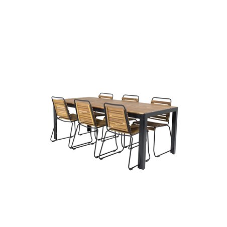 Bois Dining Table 205*90cm - Black Legs / Acacia, Bois Dining Chair - Black Alu / Acacia