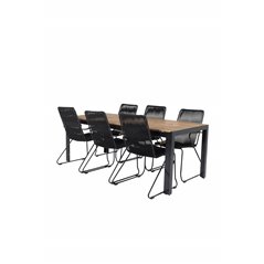 Bois Dining table 205*90cm - Black Legs / Acacia , Bois Armchair - Black Alu / Black Rope / Acacia_6