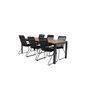 Bois Dining Table 205*90cm - Black Legs / Acacia, Bois Armchair - Black Alu / Black Rope / Acacia