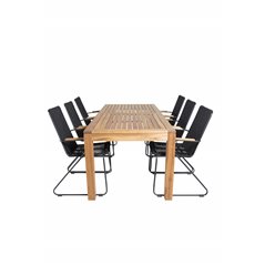 Little John Dining Table - 200*90*H76 - Acacia, Bois Armchair - Black Alu / Black Rope / Acacia_6