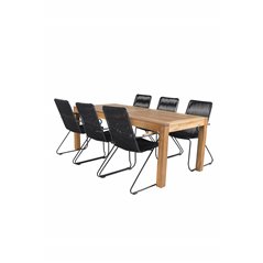 Little John Dining Table - 200*90*H76 - Acacia, Bois Armchair - Black Alu / Black Rope / Acacia_6