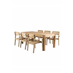 Peter Dining Table - 200*90*H76 - Acacia, Marion Stackable Armchair - Acacia_6