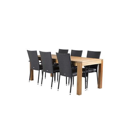 Peter Spisebord - 200 * 90 * H76 - Acacia, Anna Stol - Sort_6