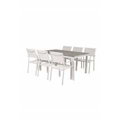 Level table 160/240 - Hvid / Grå San torini Arm Chair (stabelbar) - Hvid Alu / Hvid Textilene_6