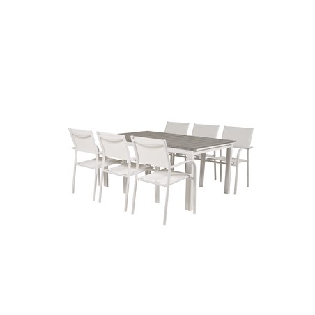 Level table 160/240 - Hvid / Grå San torini Arm Chair (stabelbar) - Hvid Alu / Hvid Textilene_6