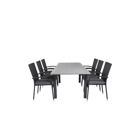 Albany Table - 152/210 - Black/Grey+Anna Chair - Black_6