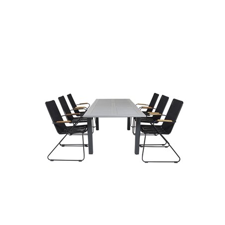 Albany Table - 152/210 - Black/Grey+Bois Armchair - Black Alu / Black Rope / Acacia_6