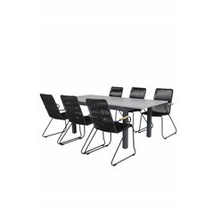 Albany Table - 152/210 - Black/Grey+Bois Armchair - Black Alu / Black Rope / Acacia_6