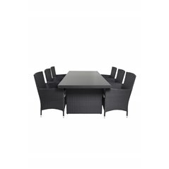 Padova Table 200*100 - Black/Glass, Malin Armchair - Black/Grey_6