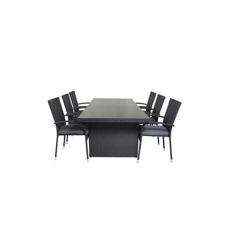 Padova Table 200*100 - Black/Glass, Anna Chair - Black_6