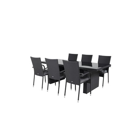Padova Taulukko 200*100 - Musta/lasi, Anna Chair Black_6