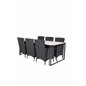 Texas Dining Table 200*100 - Black Alu / Teak / Grey Spray kivi, Malin Armchair