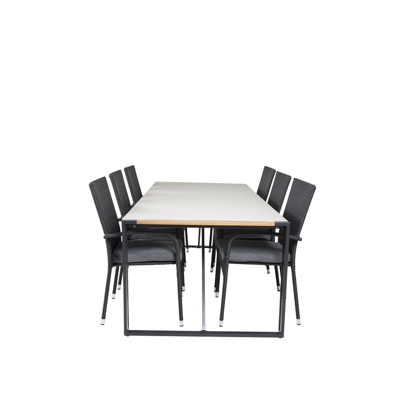 Texas Dining Table 200*100 - Black Alu / Grey Suihkukivi, Anna Chair Black_6