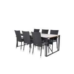 Texas Dining Table 200*100 - Black Alu / Grey Suihkukivi, Anna Chair Black_6