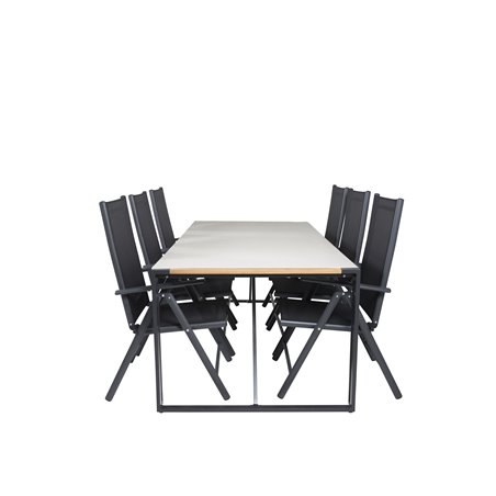 Texas Dining Table 200*100 - Black Alu / Teak / Harmaa suihkukivi, Break 5:pos Pääartikkeli: Black/Black_6