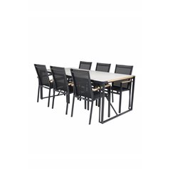 Texas Dining Table 200*100 - Black Alu / Teak / Grey Spray stone, Texas Chair - Black/Teak_6