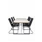 Texas Dining Table 200*100 - Black Alu / Teak / Grey Spray kivi, Bois Armchair - Black Alu / Black Rope / Acacia