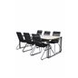 Texas Dining Table 200*100 - Black Alu / Teak / Grey Spray kivi, Bois Armchair - Black Alu / Black Rope / Acacia