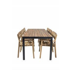 Bois Dining table 205*90cm - Black Legs / Acacia , Marion Stackable Armchair - Acacia_6