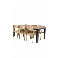 Bois Dining table 205*90cm - Black Legs / Acacia , Marion Stackable Armchair - Acacia_6