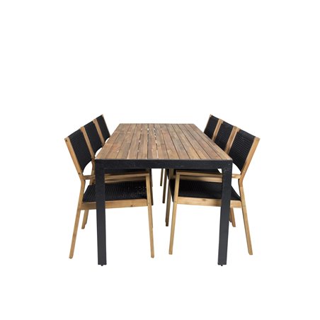 Bois Dining table 205*90cm - Black Legs / Acacia , Little John Dining Chair - Black Rope / Acacia _6