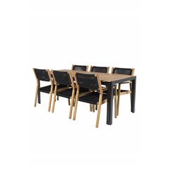 Bois Dining Table 205*90cm - Black Legs / Acacia, Little John Dining Pääartikkeli: Black Rope / Acacia