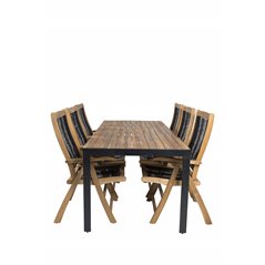 Bois Dining table 205*90cm - Black Legs / Acacia , Peter 5:pos Chair - Black Rope / Acacia_6