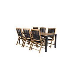 Bois Dining table 205*90cm - Black Legs / Acacia , Peter 5:pos Chair - Black Rope / Acacia_6