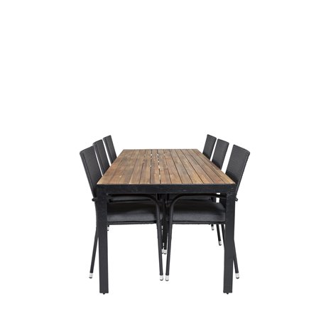 Bois Dining Table 205*90cm - Black Legs / Acacia, Anna Chair Black_6